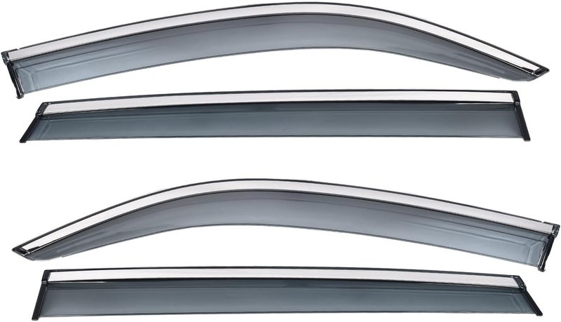 Vesul Tape on Polycarbonate Rain Guards Window Visors Compatible with VW Volkswagen Atlas Cross Sport 2020 2021 2023 2024 2025 Window Wind Deflector Shield Cover with 304 Stainless Steel Trim - Image 2